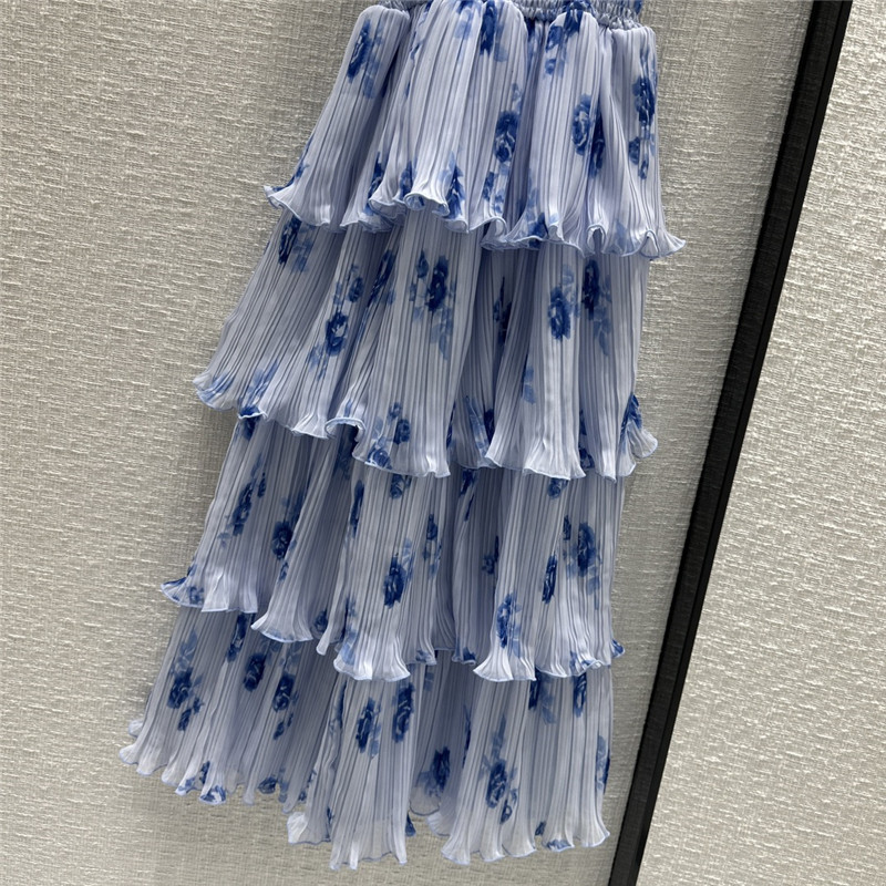 Ganni Floral Pleated Georgette Midi-Dress