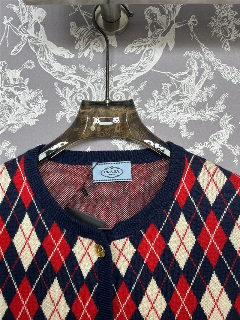 Prada Jacquard Argyle Knit Sweater