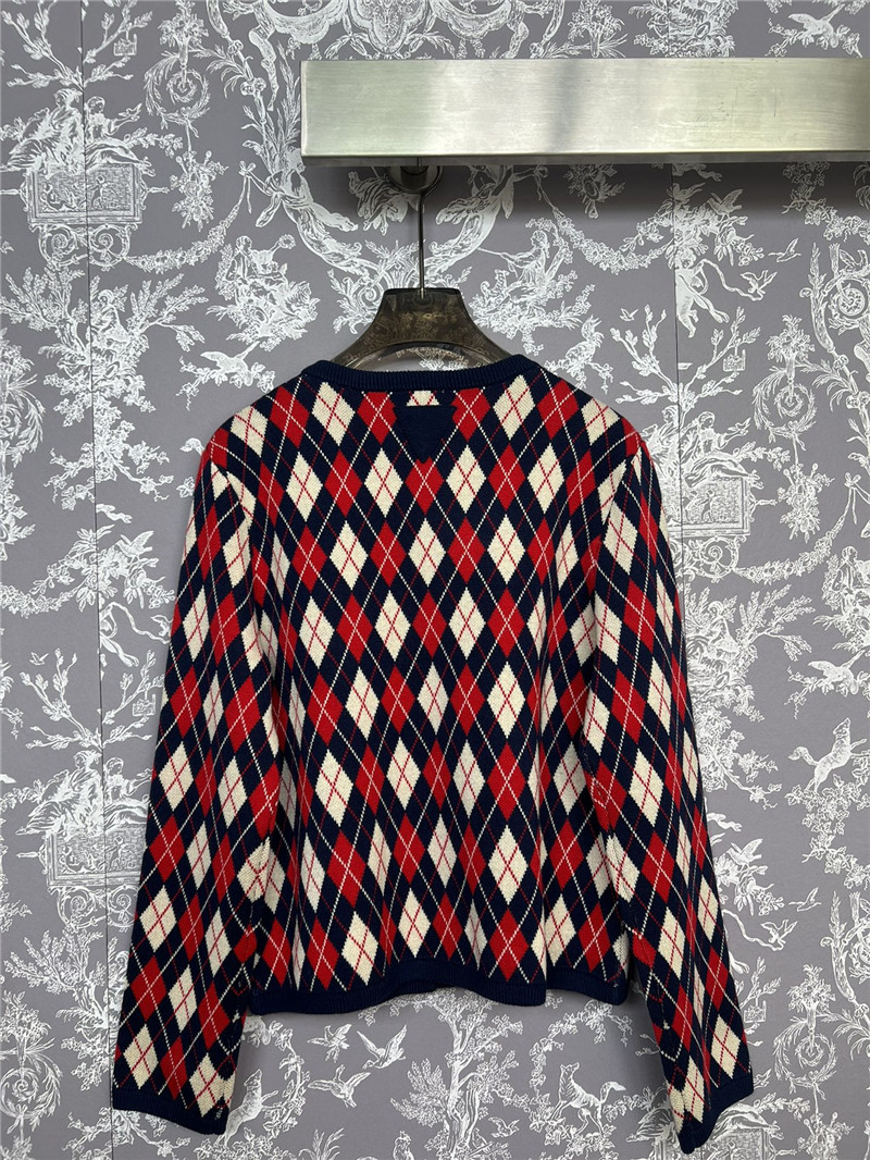 Prada Jacquard Argyle Knit Sweater