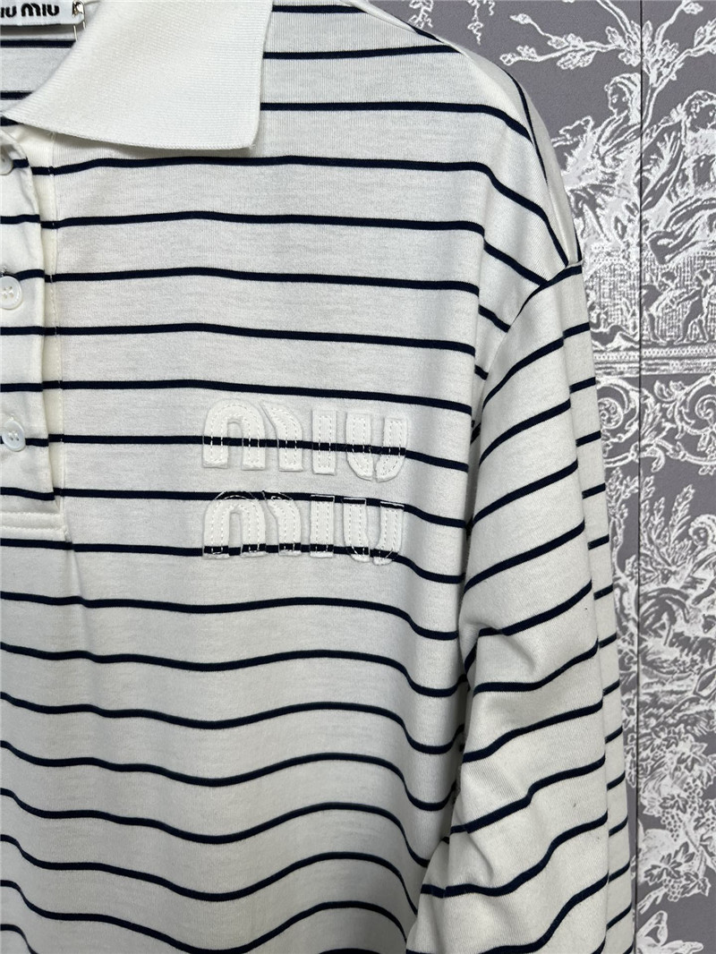 M1um1u new striped polo long-sleeved replicas clothes