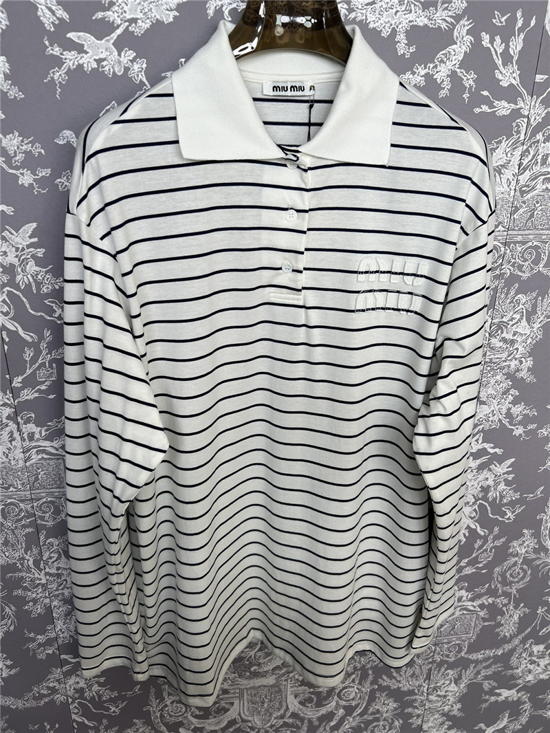 M1um1u new striped polo long-sleeved replicas clothes