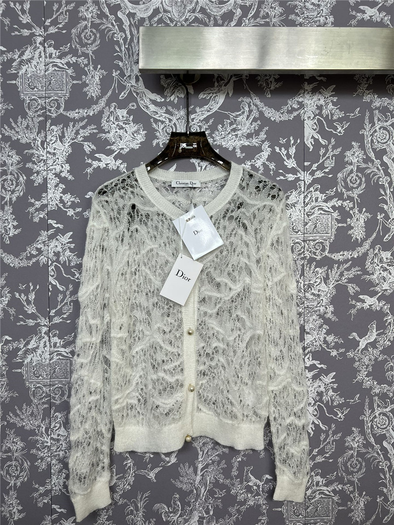 Dior Lace Crochet Cardigan in Off-White