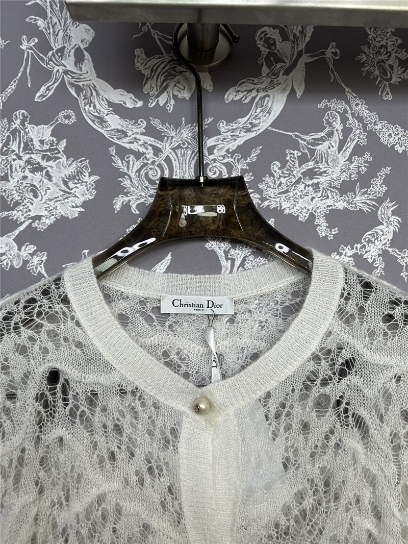 Dior Lace Crochet Cardigan in Off-White