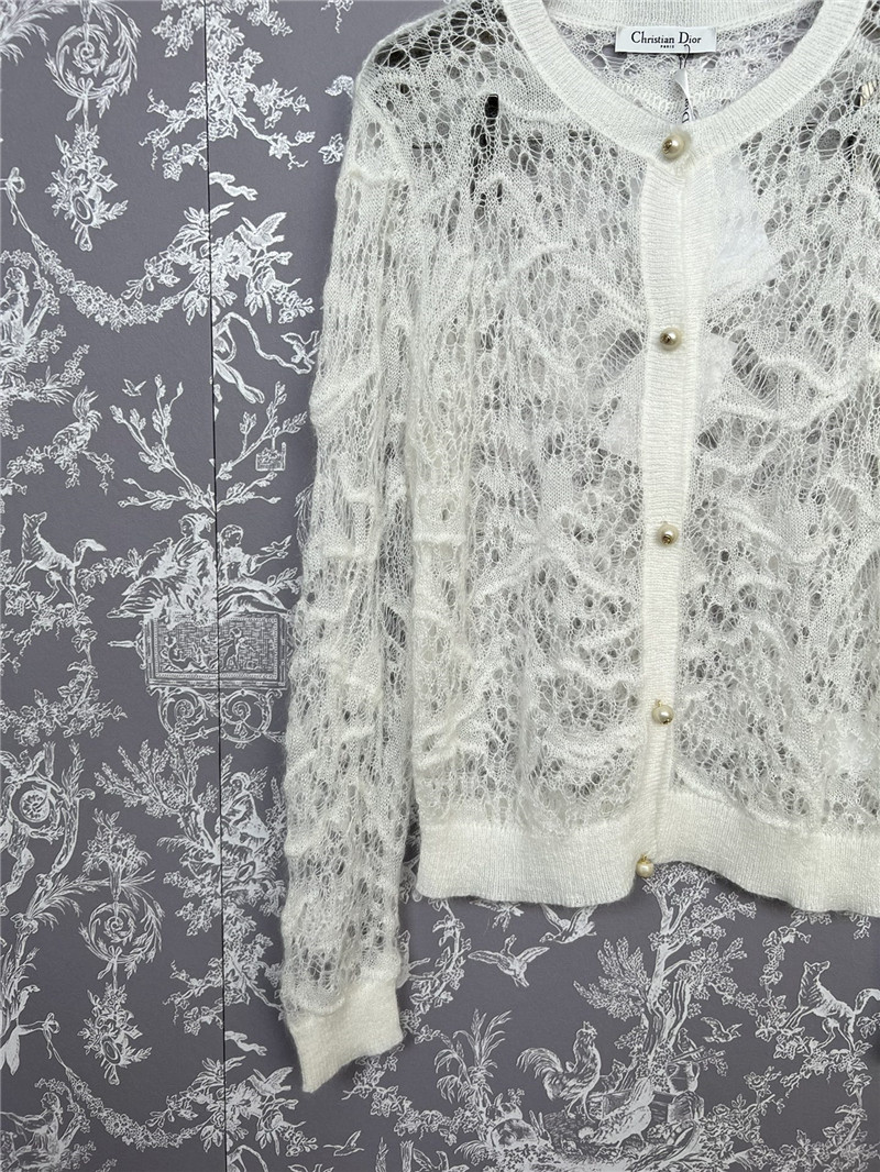 Dior Lace Crochet Cardigan in Off-White