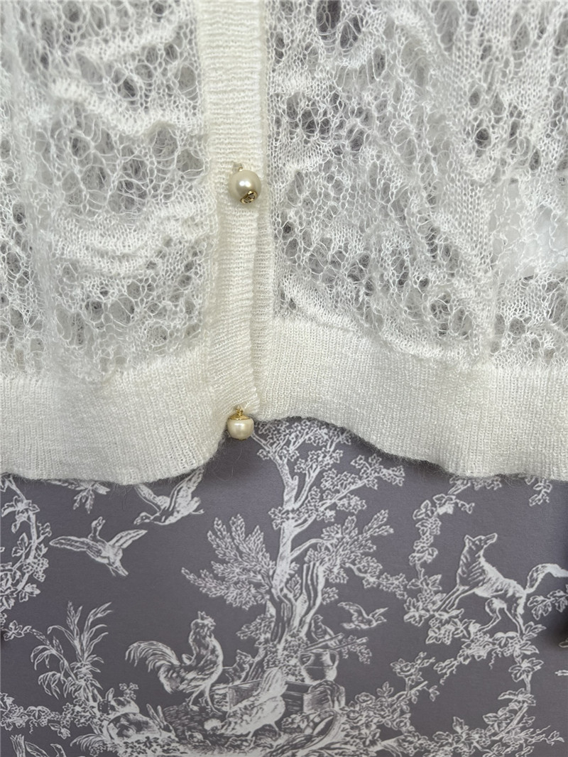 Dior Lace Crochet Cardigan in Off-White