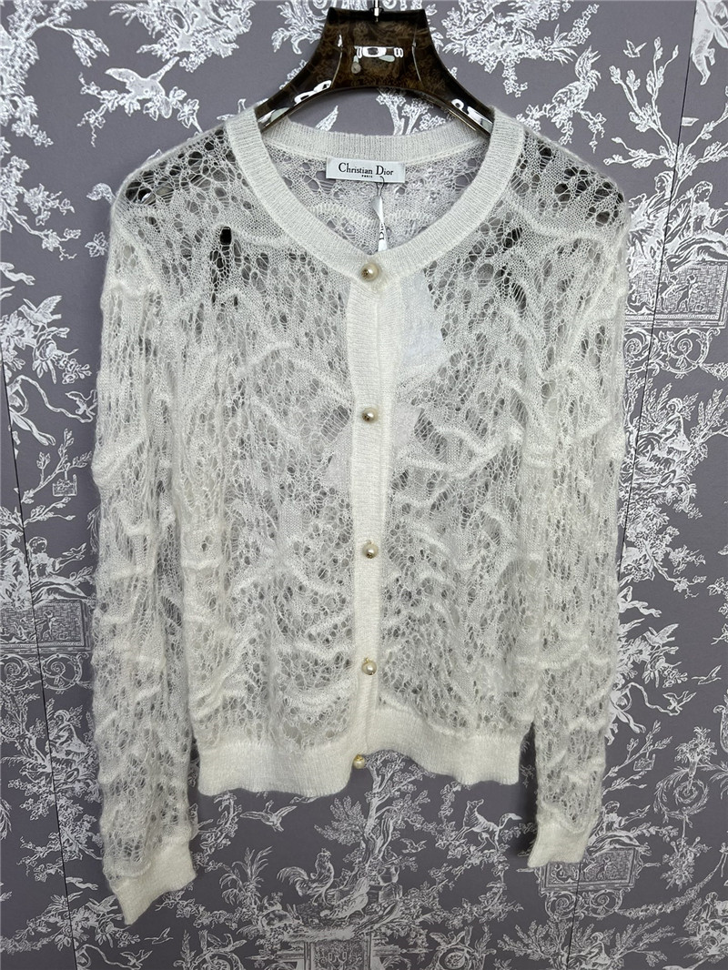 Dior Lace Crochet Cardigan in Off-White