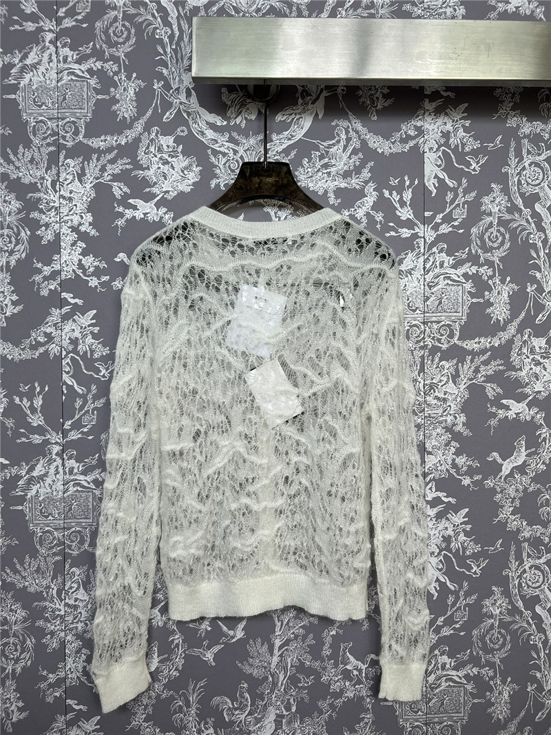 Dior Lace Crochet Cardigan in Off-White