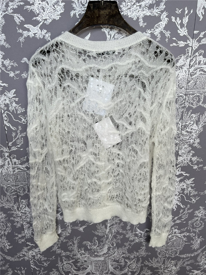 Dior Lace Crochet Cardigan in Off-White