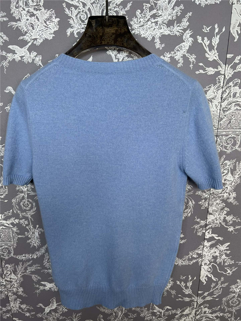 Miu Miu Logo Knit T-Shirt Blue