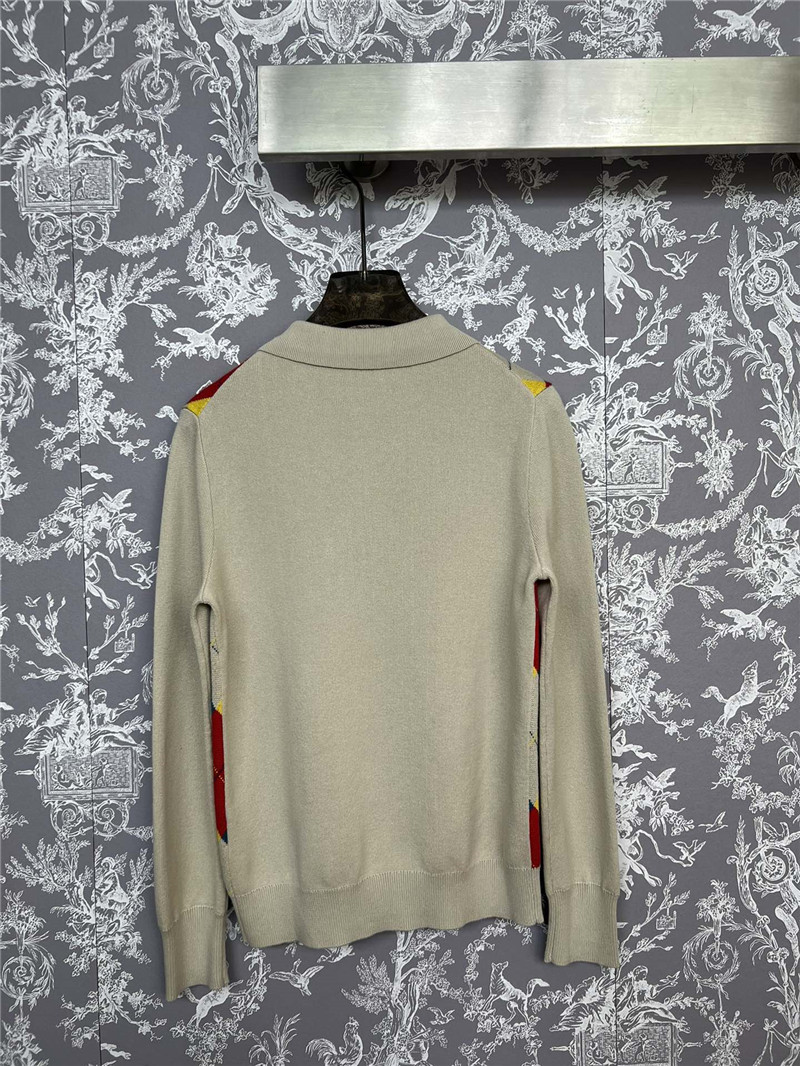 Prada Argyle Knit Wool Polo Shirt