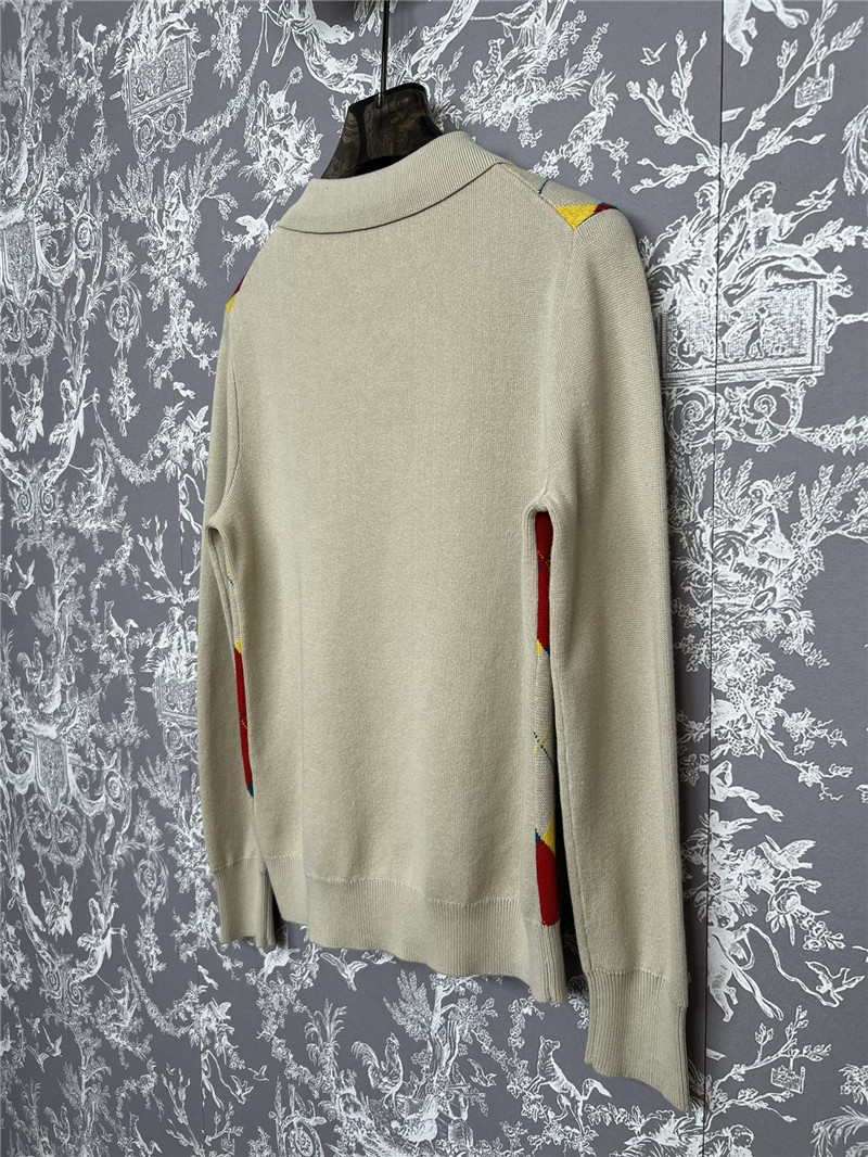 Prada Argyle Knit Wool Polo Shirt