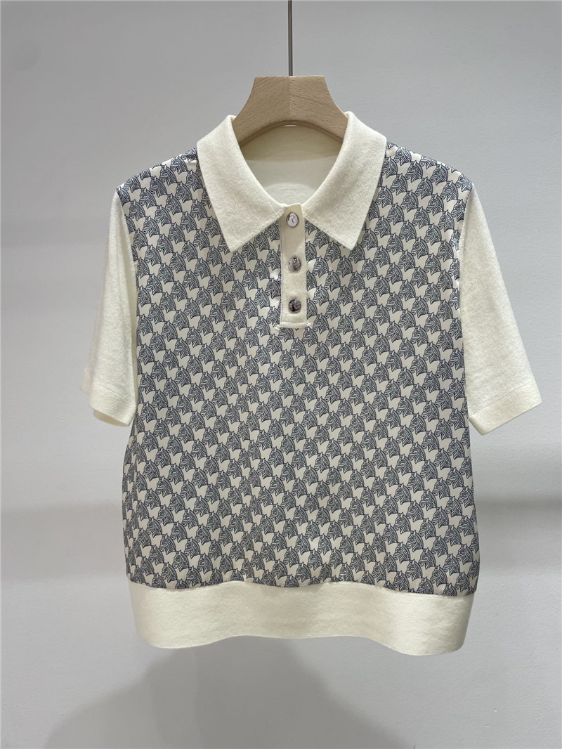 Hermes polo collar top replica designer clothes