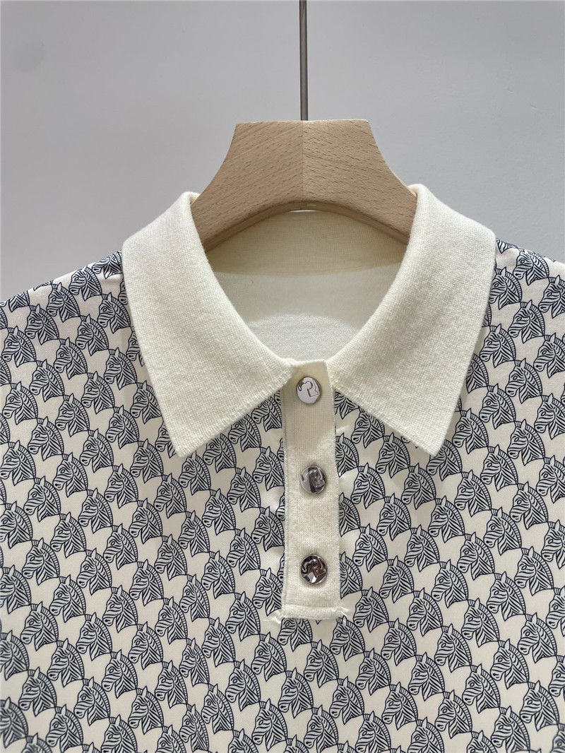 Hermes polo collar top replica designer clothes