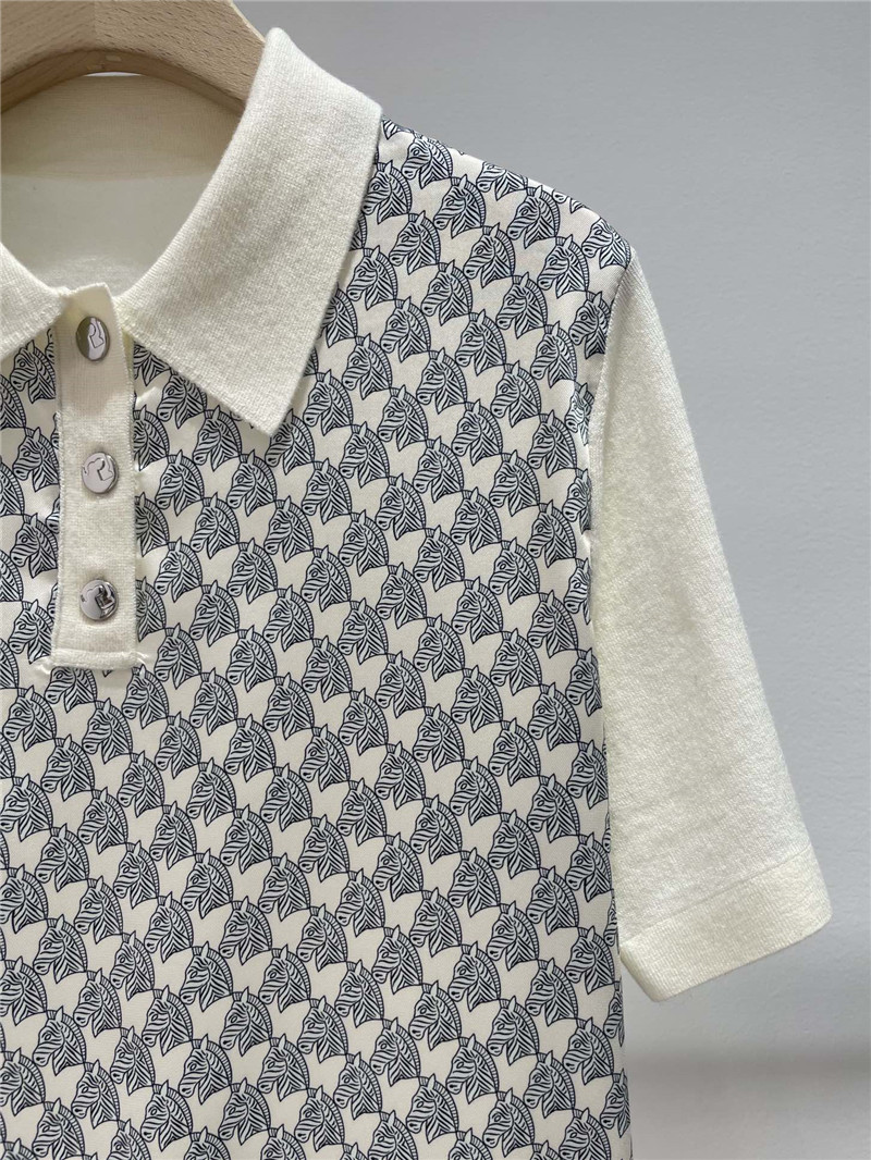Hermes polo collar top replica designer clothes
