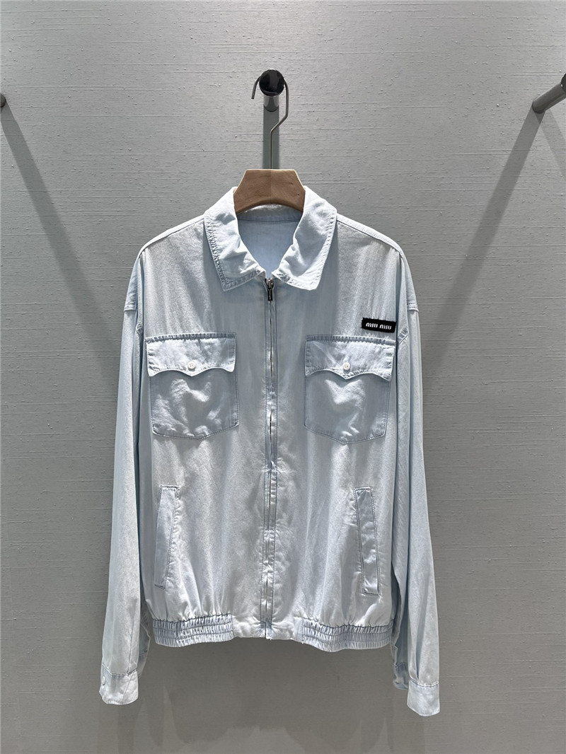 miumiu zipper denim jacket replicas clothes