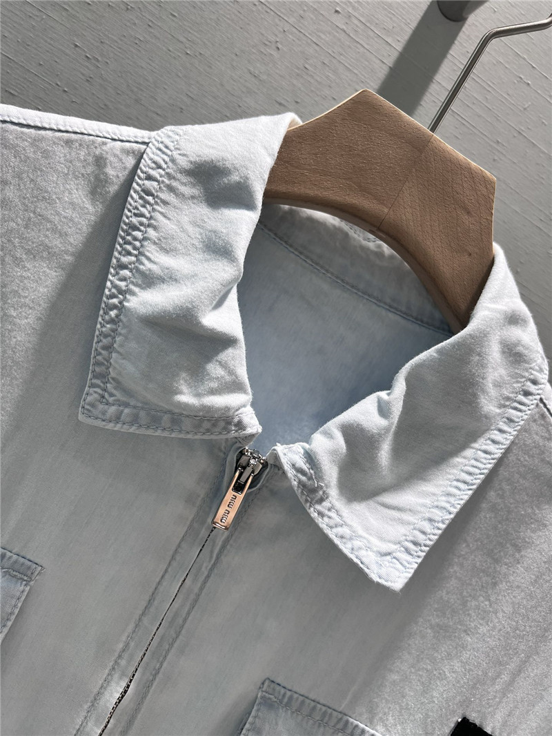 miumiu zipper denim jacket replicas clothes