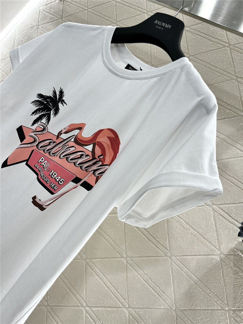 Balmain red-crowned crane print T-shirt replica designer clothes