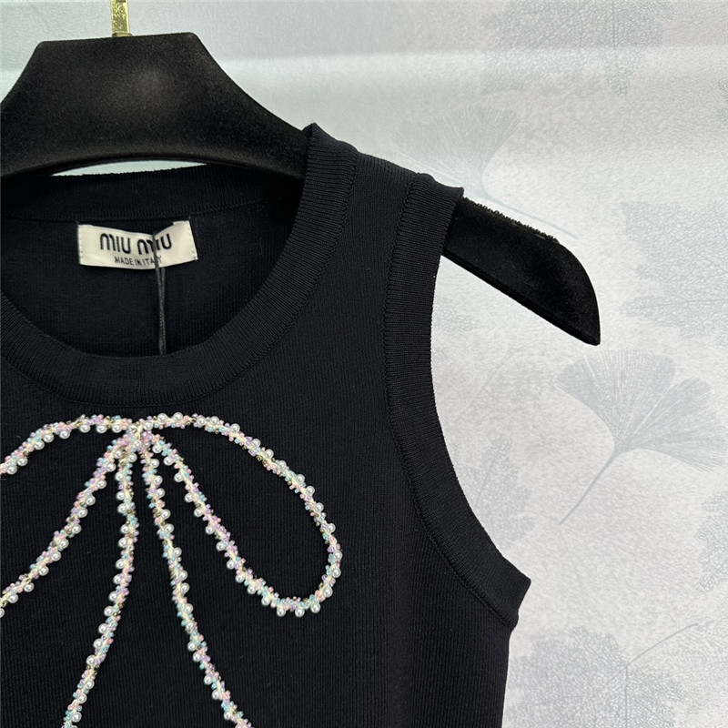 M1um1u round neck short sleeve knitted skirt replica designer clothes