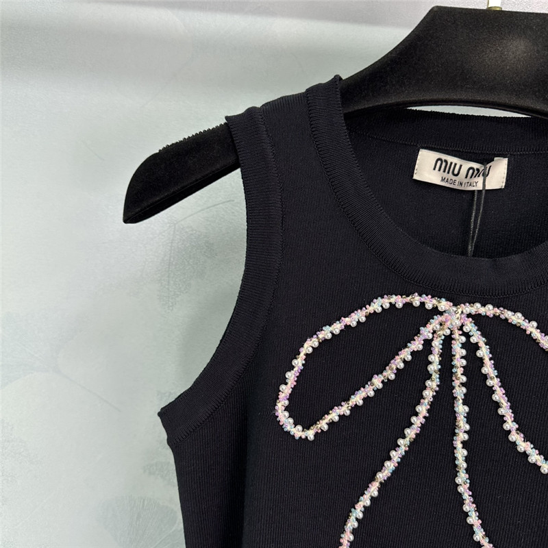 M1um1u round neck short sleeve knitted skirt replica designer clothes