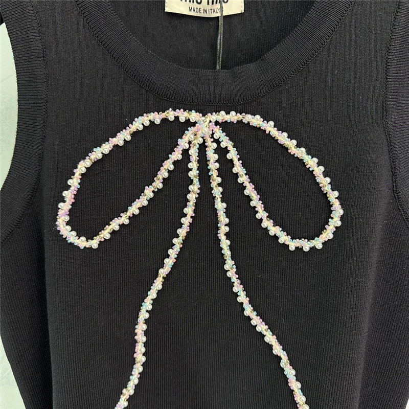 M1um1u round neck short sleeve knitted skirt replica designer clothes