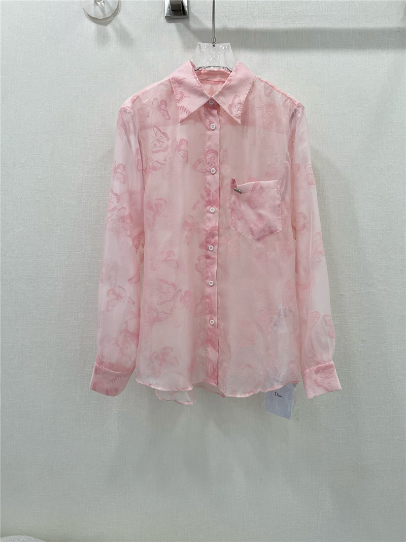 dior organza long sleeve shirt replica designer clothes