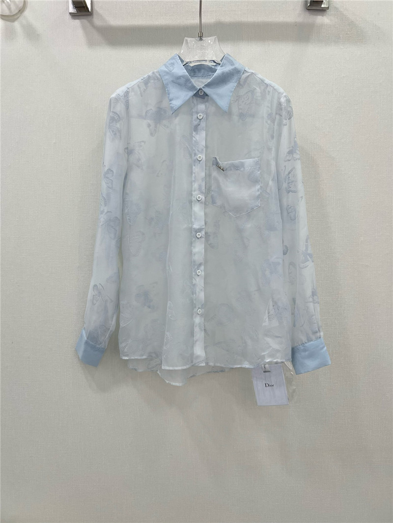 dior organza long sleeve shirt replica designer clothes