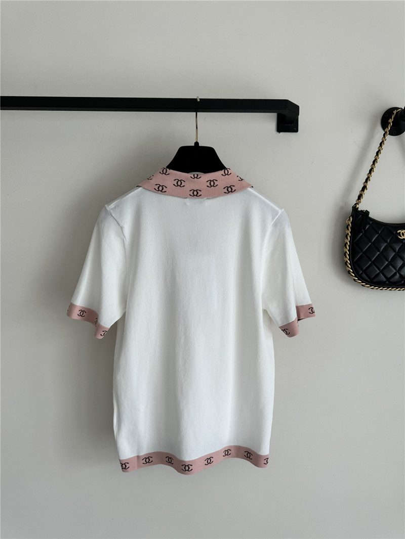 Chanel contrast color lapel knitted short sleeves replica clothes