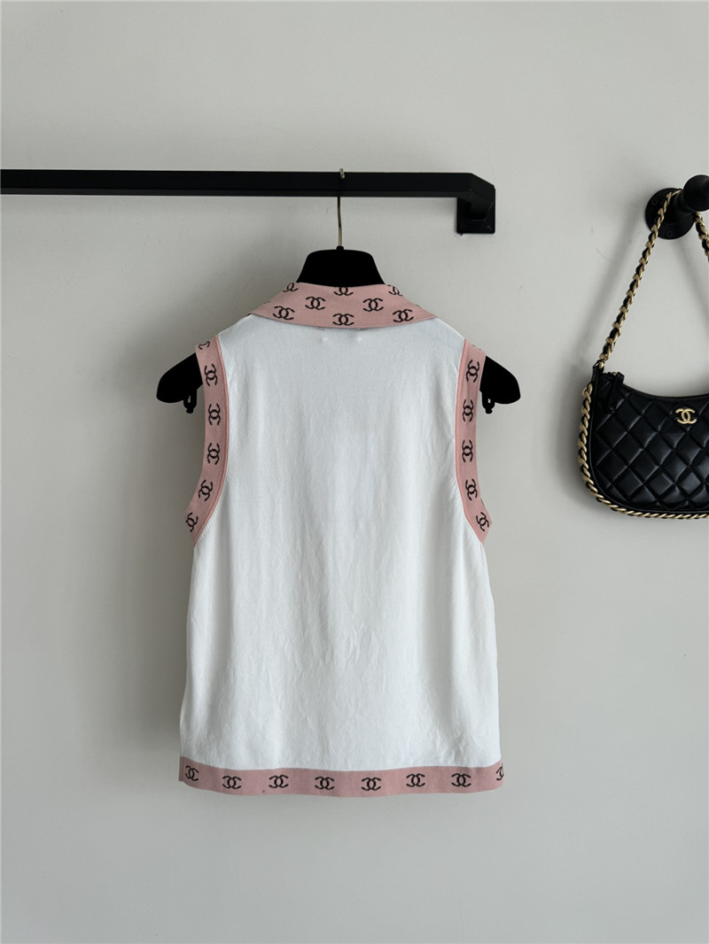 Ch**el contrast color lapel knitted vest replicas clothes