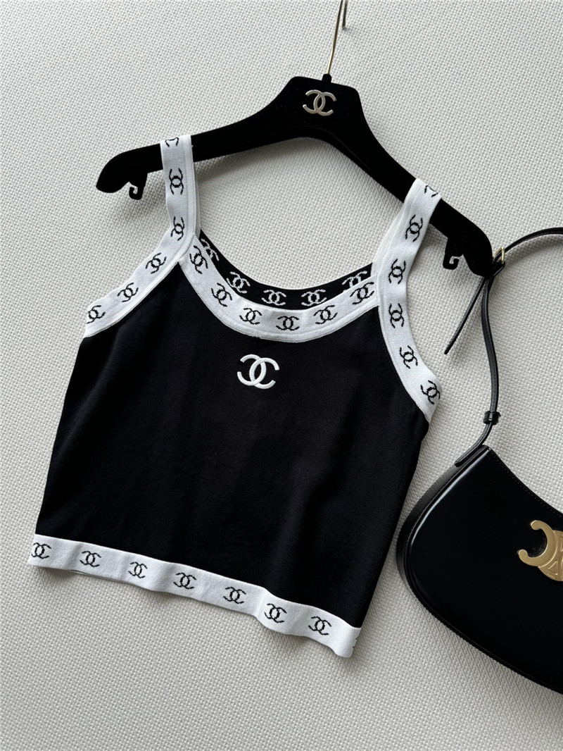 Ch**el contrast knitted vest replica d&g clothing