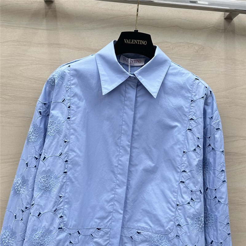 Va1e*ntin0 3d flower embroidery hollow shirt replica clothing