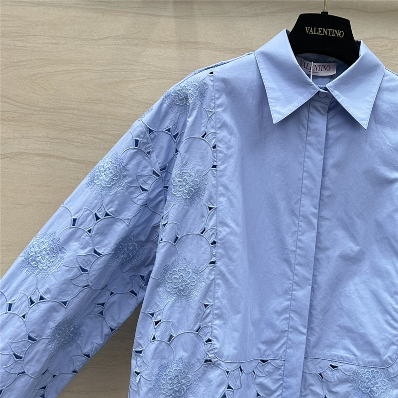 Va1e*ntin0 3d flower embroidery hollow shirt replica clothing