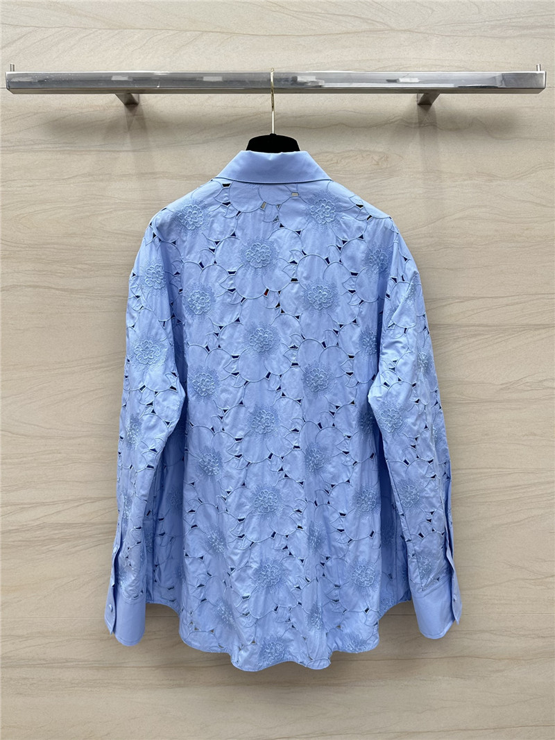 Va1e*ntin0 3d flower embroidery hollow shirt replica clothing