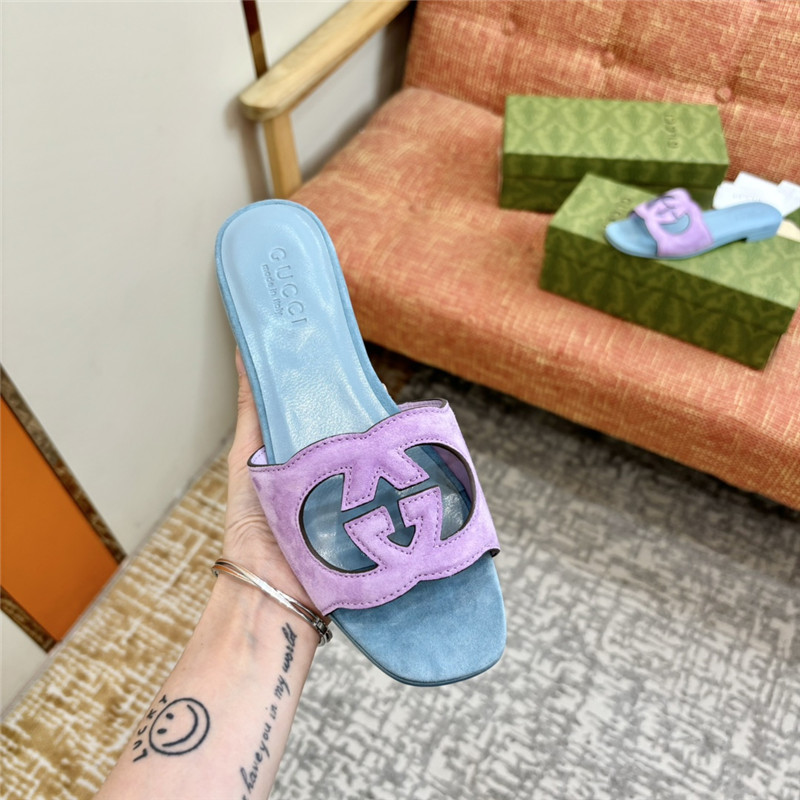 Gvc*1 suede interlocking g sandals