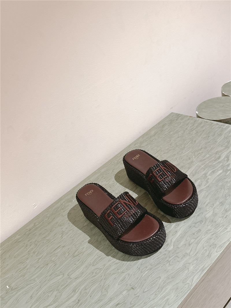 Fendi Sunshine Platform Slides Women Brown