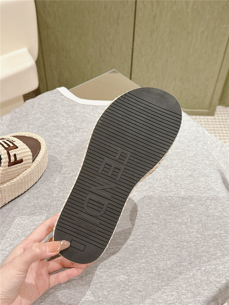 Fendi Sunshine Platform Slides Women Beige