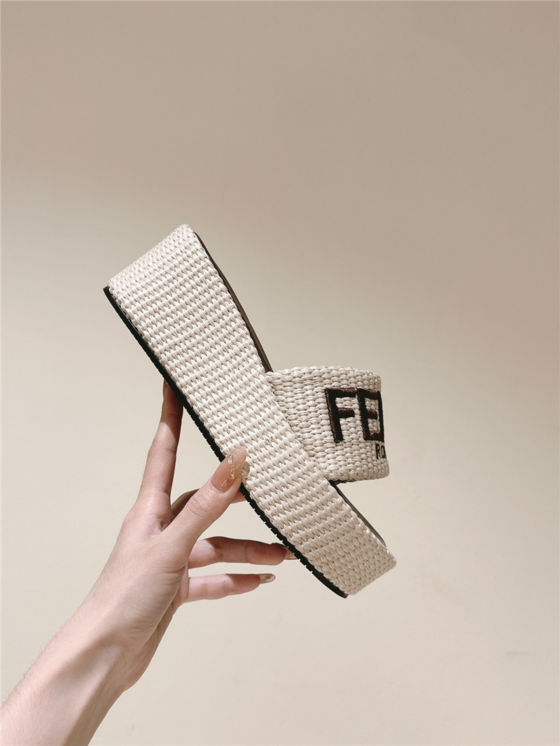 Fendi Sunshine Platform Slides Women Beige
