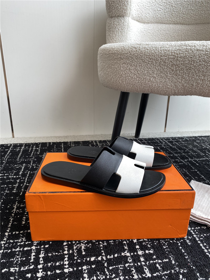 Hermes Izmir Sandals Black White