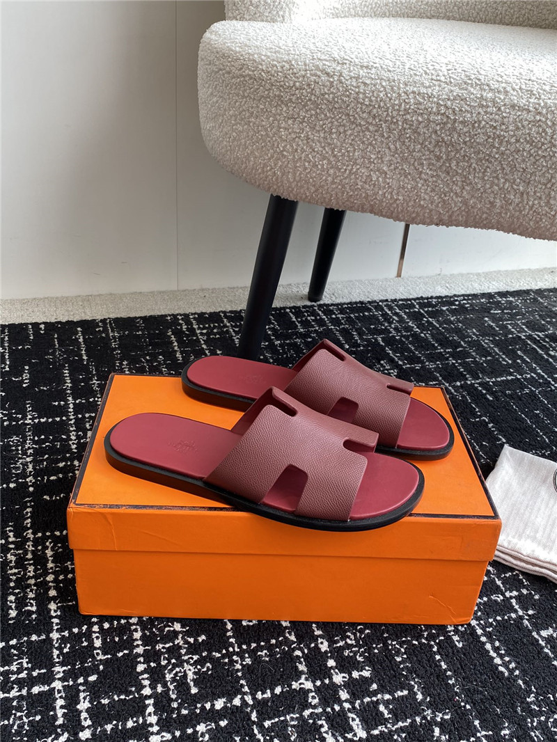 Hermes Izmir Sandals Burgundy