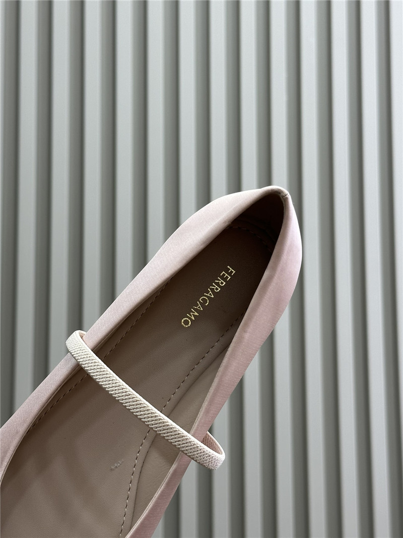 Ferragamo Beige Velvet Ballet Flats