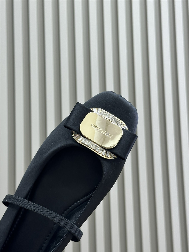 Ferragamo Black Velvet Ballet Flats