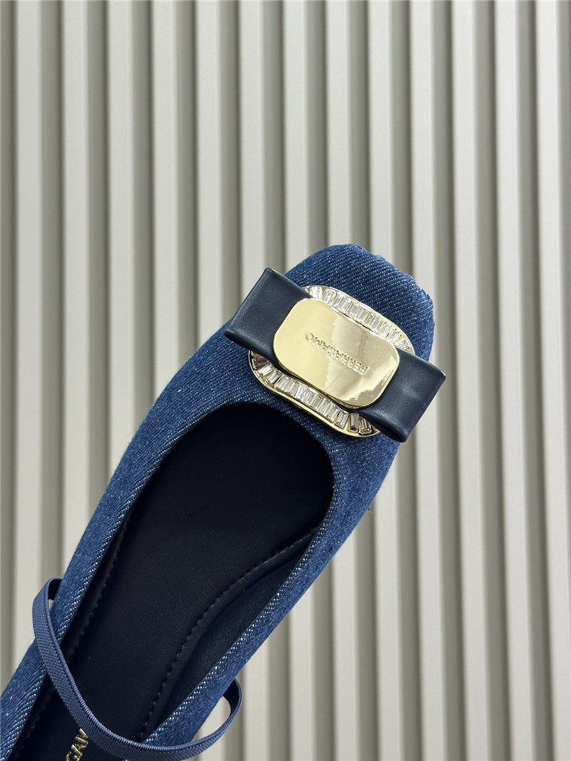 Ferragamo Denim Ballet Flats
