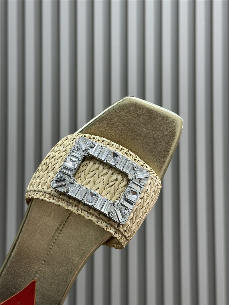 Roger Vivier Buckle-Detail Raffia Slides