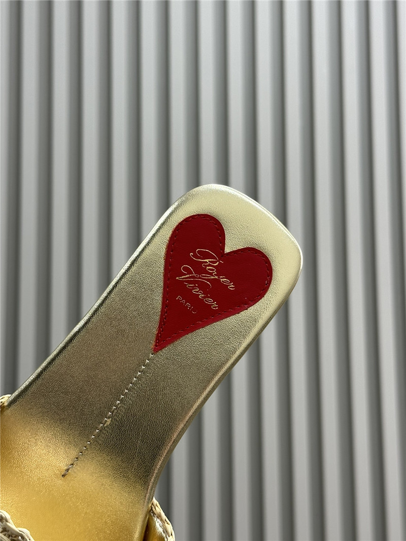 Roger Vivier Buckle-Detail Raffia Slides