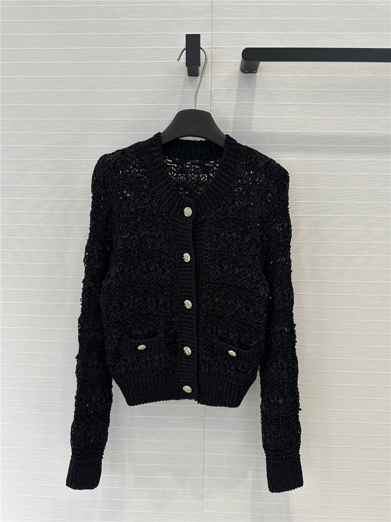 Chanel Woven Crochet Cardigan Black