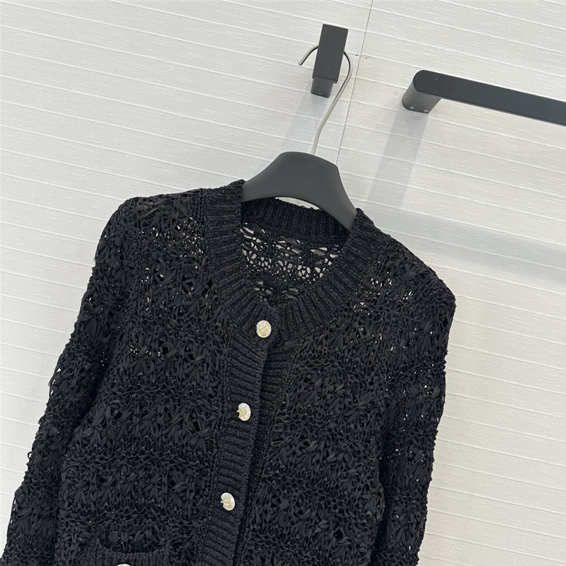 Ch**el woven crochet cardigan black