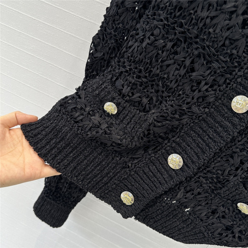 Ch**el woven crochet cardigan black