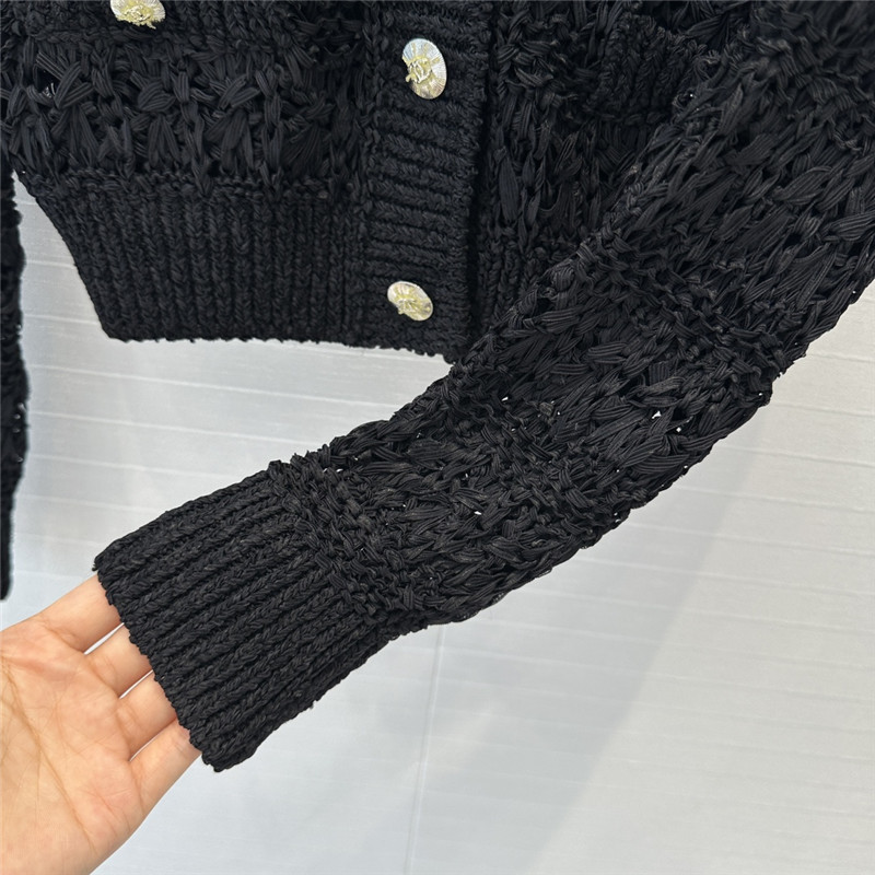 Ch**el woven crochet cardigan black