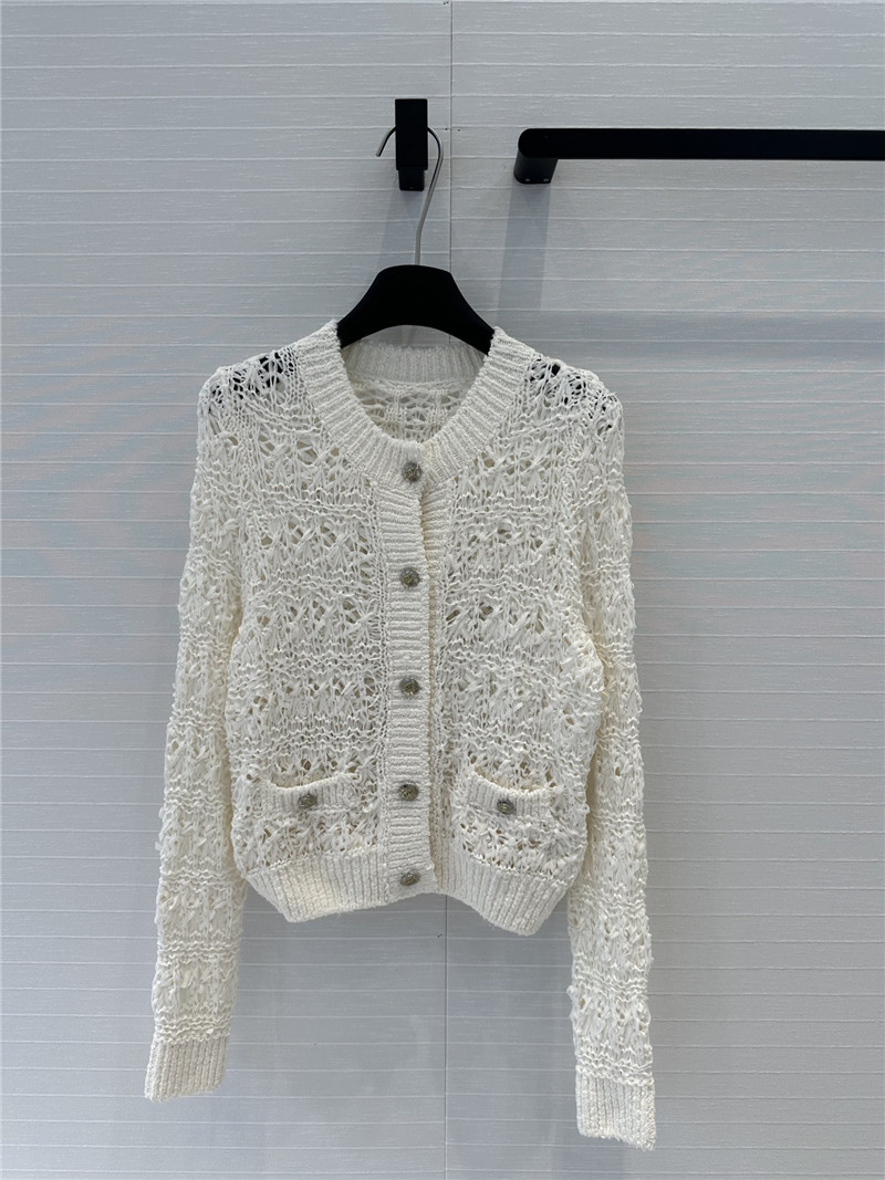 Chanel Woven Crochet Cardigan White