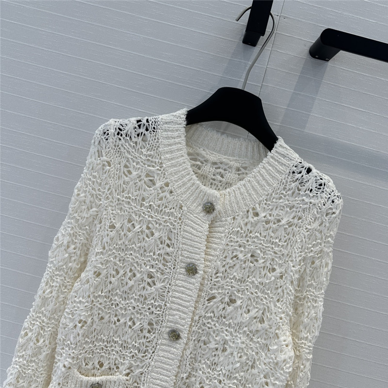 Chanel Woven Crochet Cardigan White