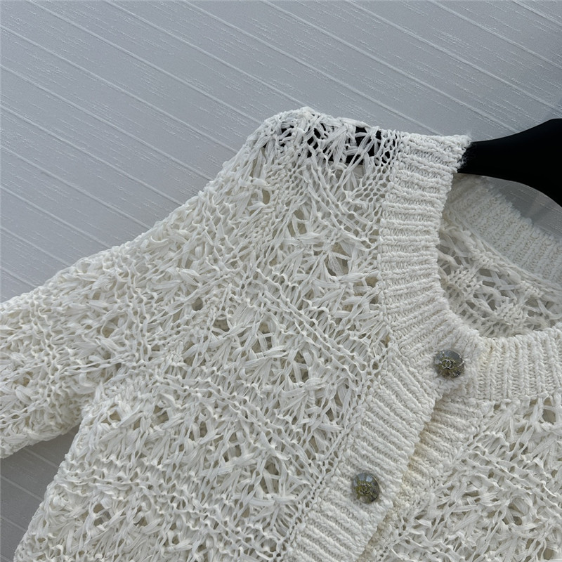 Chanel Woven Crochet Cardigan White